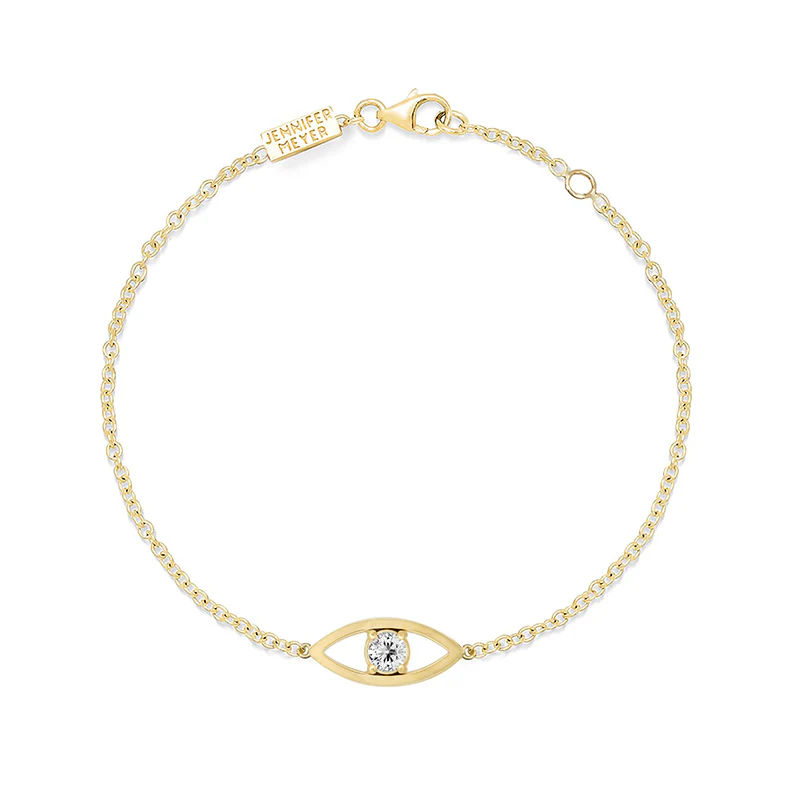 Open Evil Eye Bracelet with Diamond Center