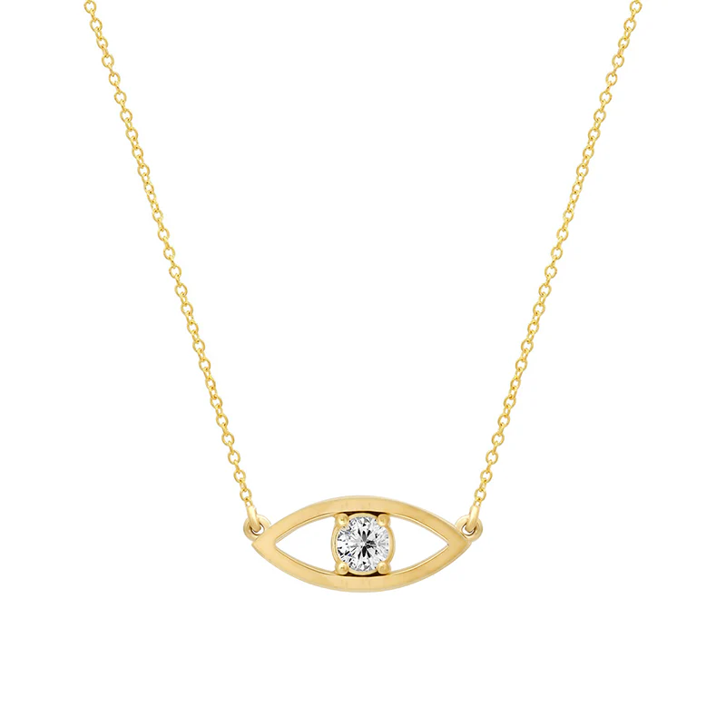 Open Evil Eye Necklace with Diamond Center