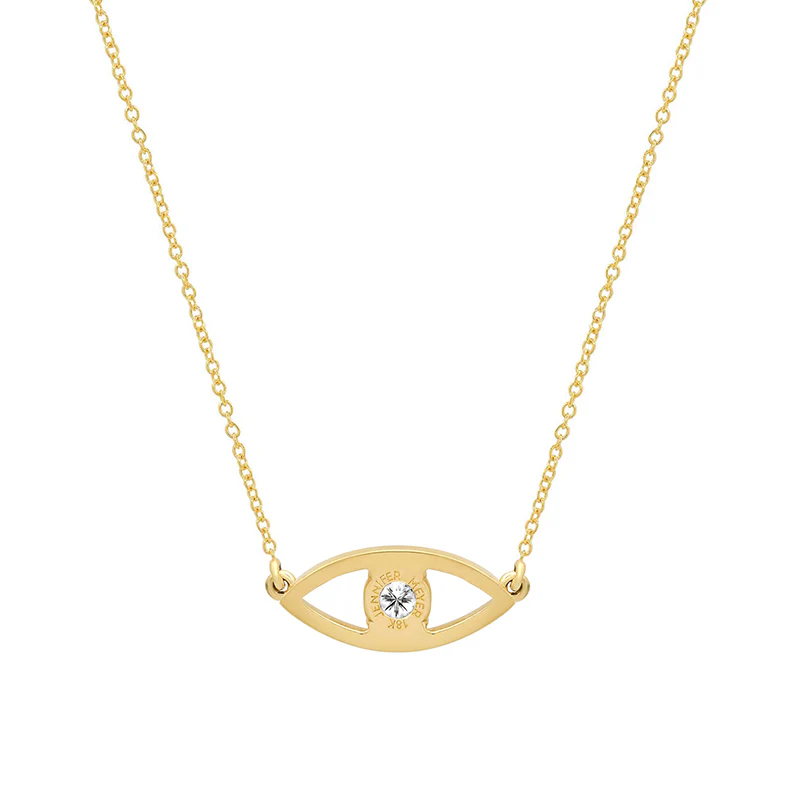 Open Evil Eye Necklace with Diamond Center - Image 2