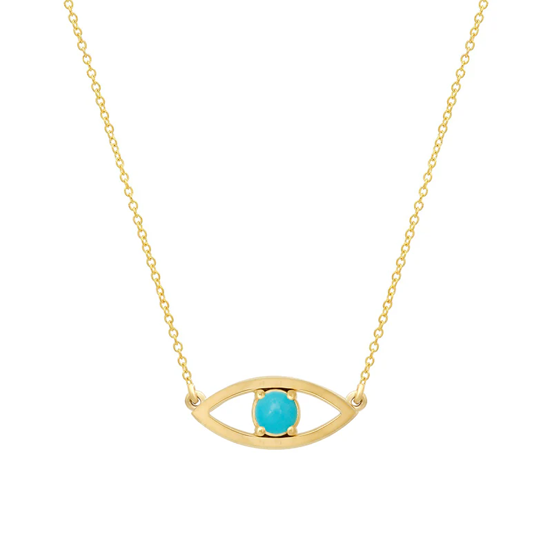 Open Evil Eye Necklace with Turquoise Center