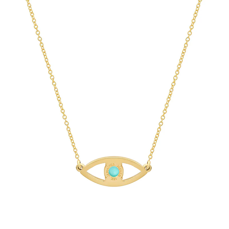 Open Evil Eye Necklace with Turquoise Center - Image 2