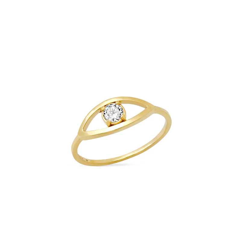 Open Evil Eye Ring with Diamond Center