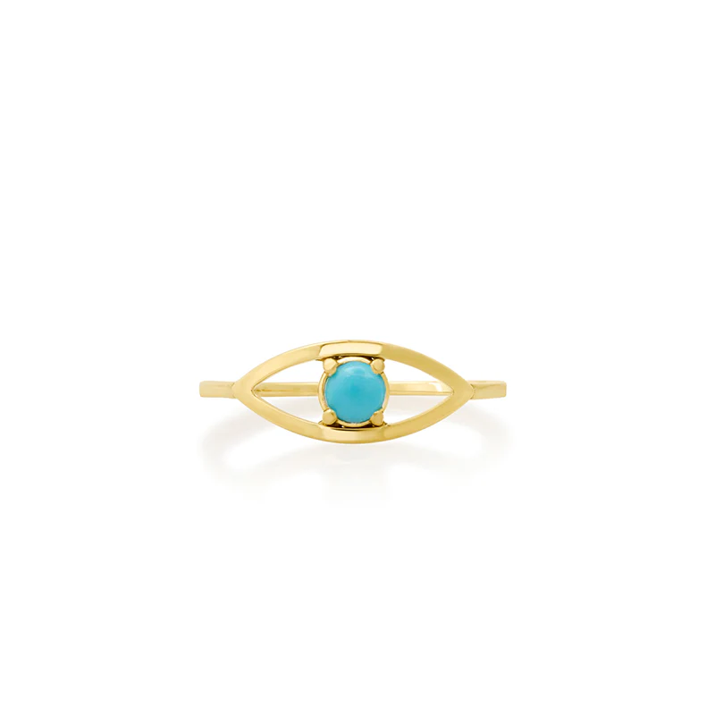 Open Evil Eye Ring with Turquoise Center - Image 2