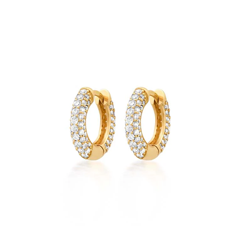 Small Tubular Huggies with Diamond Pave