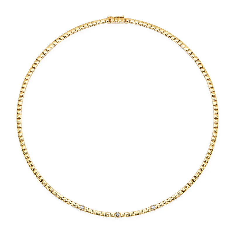 Square Tennis Necklace with 3 Illusion Set Diamond Accents - Image 2