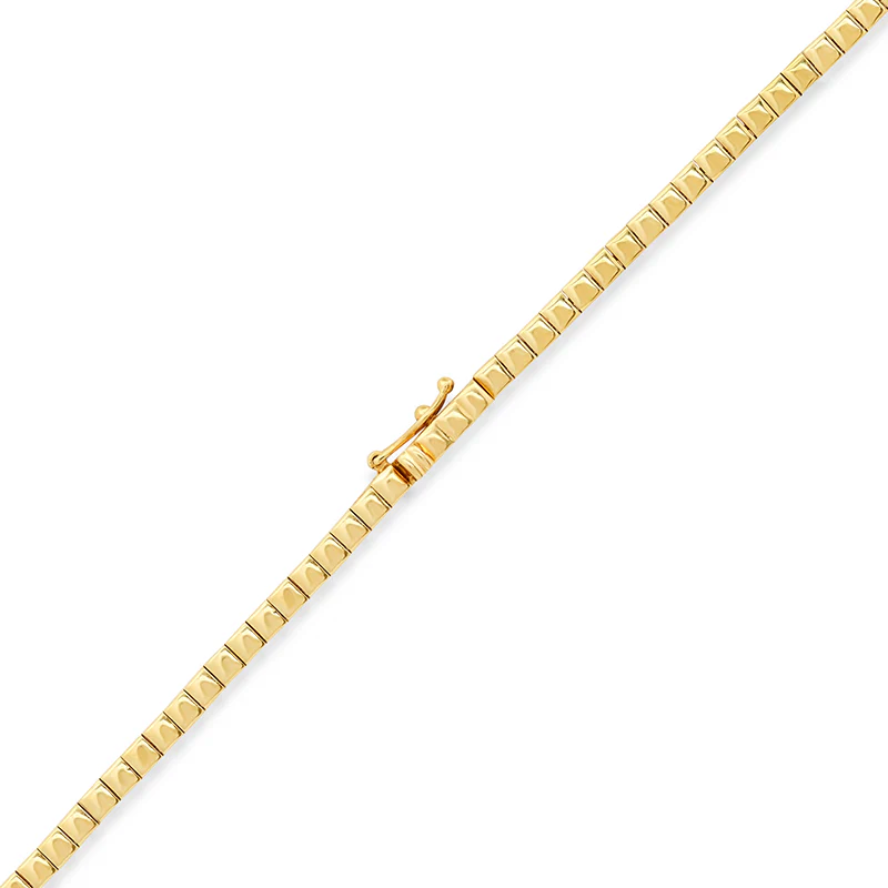 Square Tennis Necklace with 3 Illusion Set Emerald Accents - Image 3
