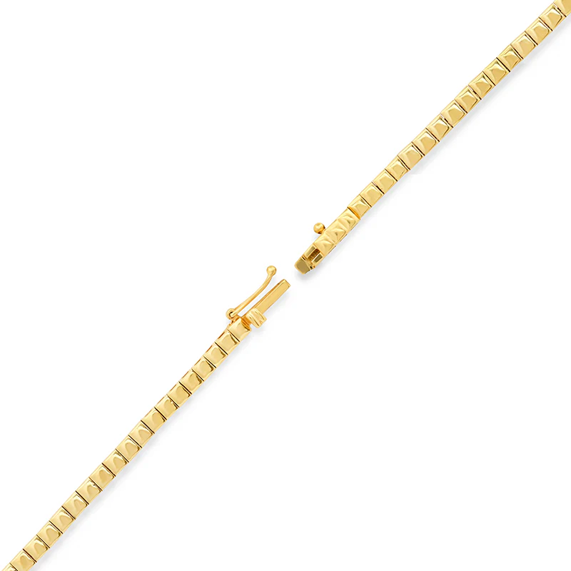 Square Tennis Necklace with 3 Illusion Set Emerald Accents - Image 4