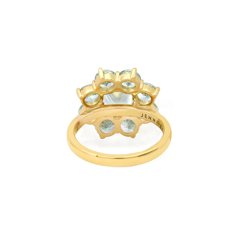 Statement Aquamarine Flower Ring with Diamond Accent - Image 4