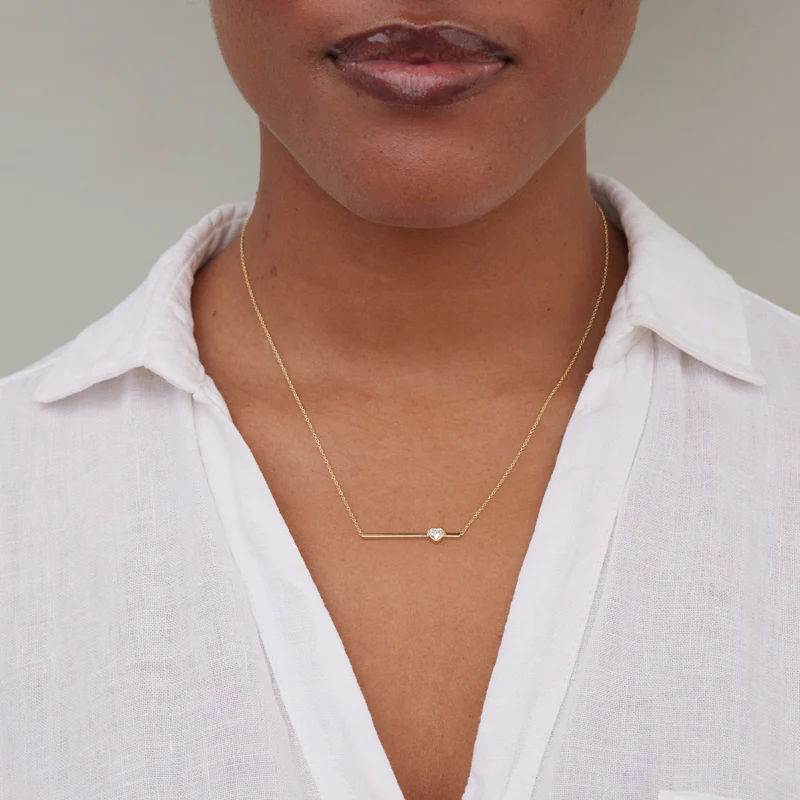 Stick Necklace With Heart-Cut Diamond Accent - Image 2