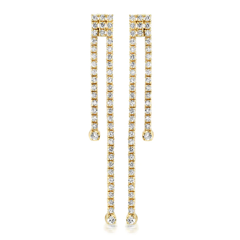 Tiered 4-Prong Diamond Tennis Studs With Illusion Set Diamond Accent