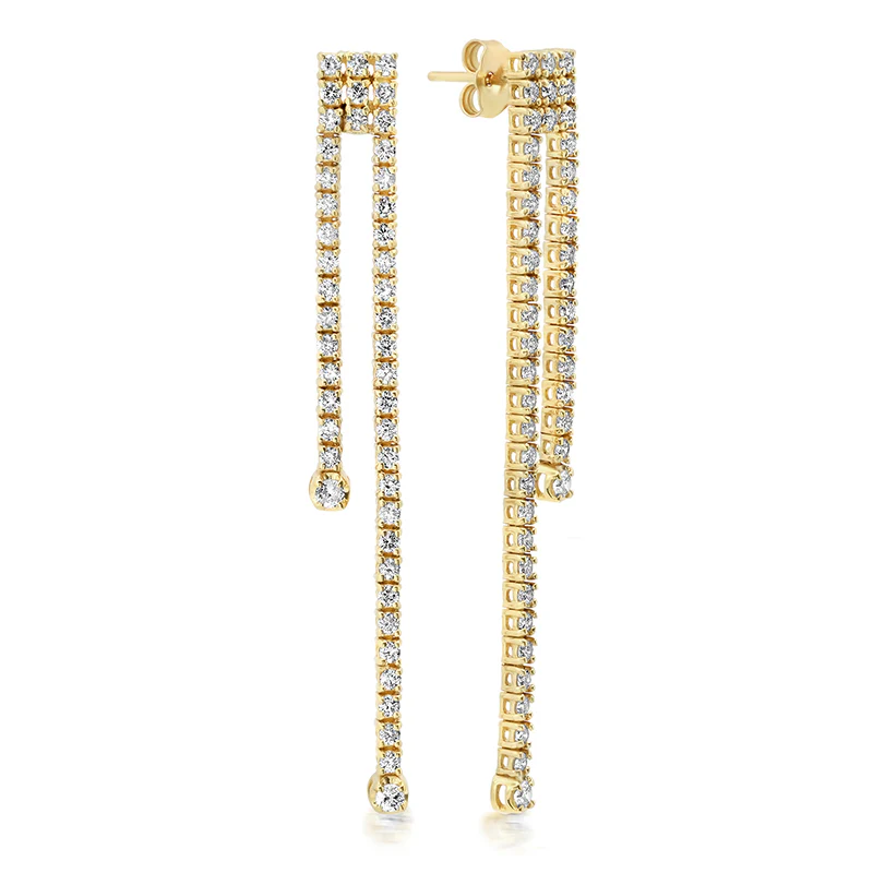 Tiered 4-Prong Diamond Tennis Studs With Illusion Set Diamond Accent - Image 2