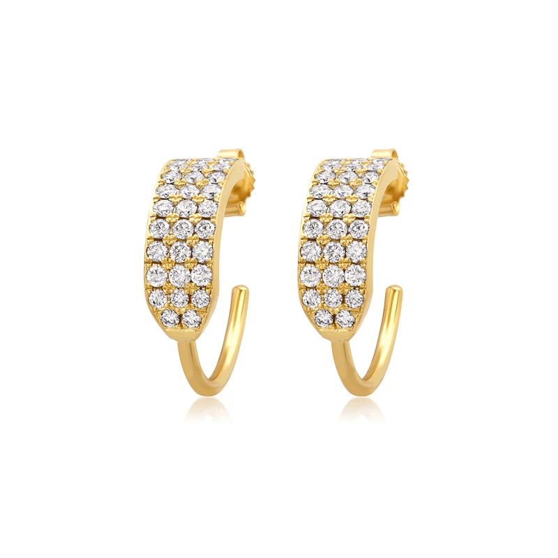 Small Triple Diamond Row Hoops