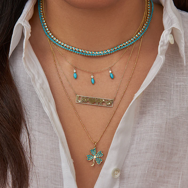 3-Prong Turquoise Tennis Necklace - Image 8
