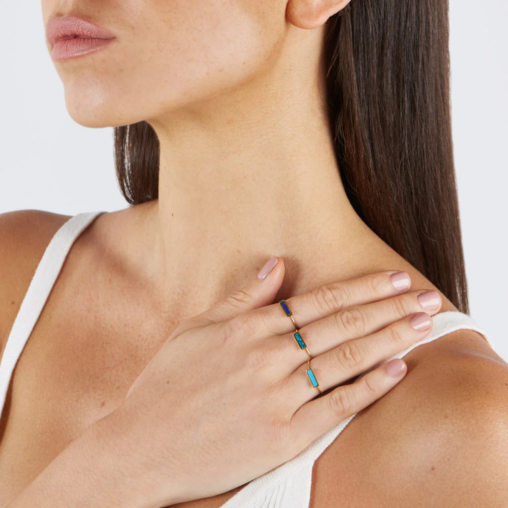 Turquoise Inlay Bar Ring - Image 5