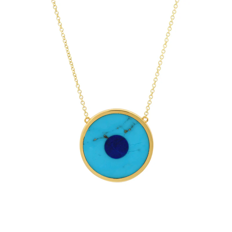 Turquoise Inlay Evil Eye Necklace - Image 2