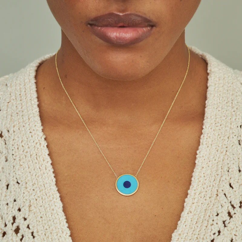 Turquoise Inlay Evil Eye Necklace - Image 4