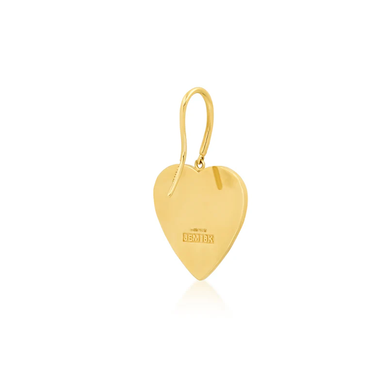 Turquoise Inlay Heart Drop Earrings with Diamonds - Image 3