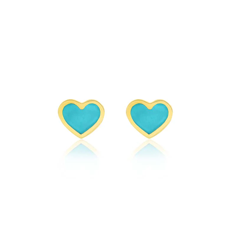Turquoise Inlay Heart Studs