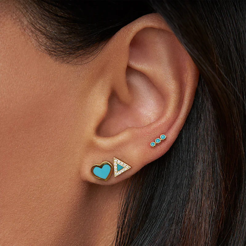 Turquoise Inlay Heart Studs - Image 4