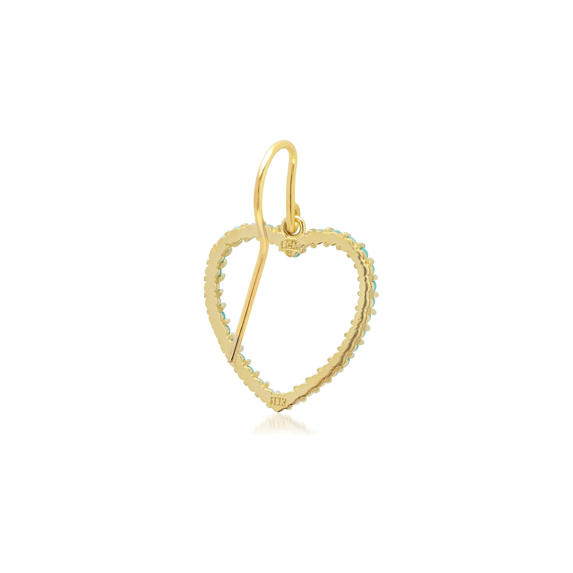 Turquoise Large Open Heart Drop Earrings - Image 3