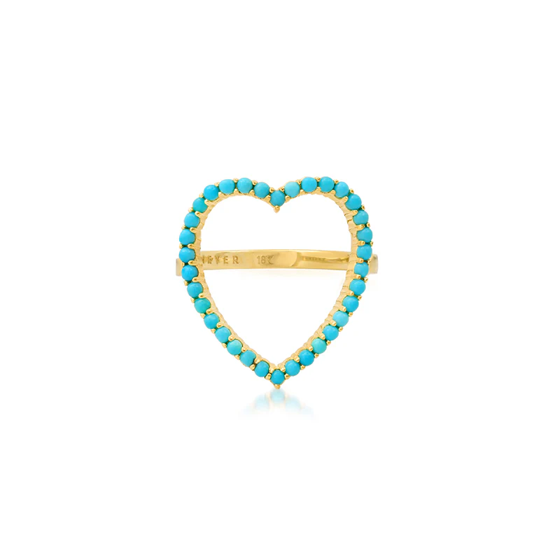 Turquoise Luxe Open Heart Ring - Image 2