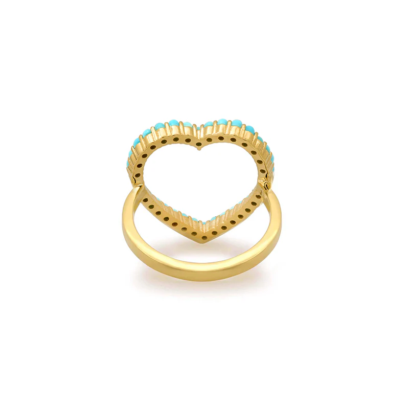 Turquoise Luxe Open Heart Ring - Image 4