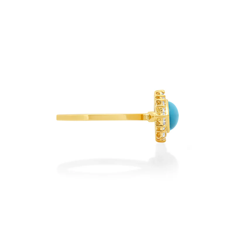 Turquoise Marquise Ring with 3-Prong Diamond Surround - Image 3
