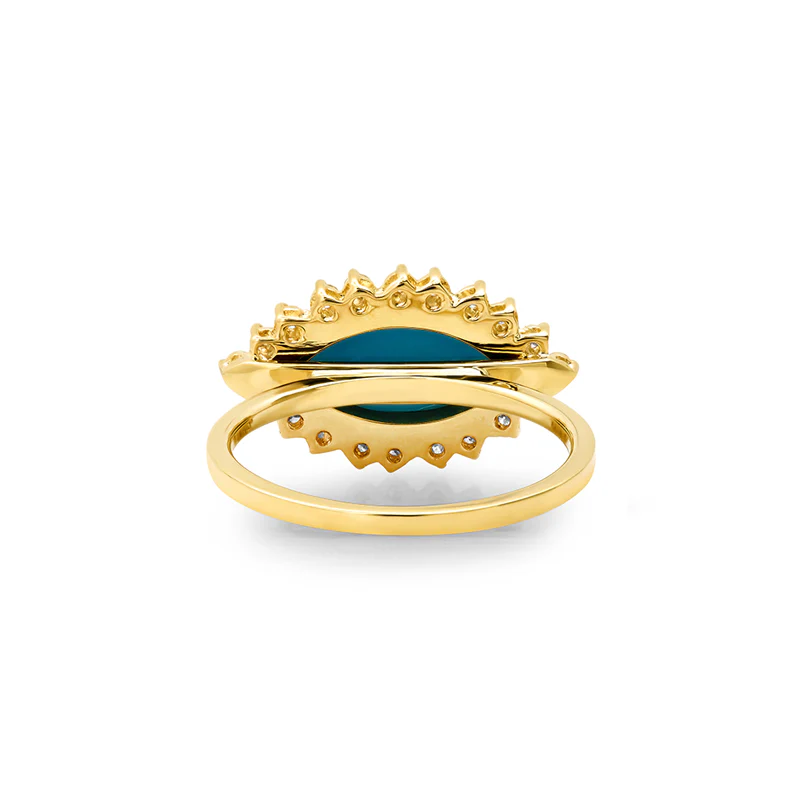 Turquoise Marquise Ring with 3-Prong Diamond Surround - Image 4
