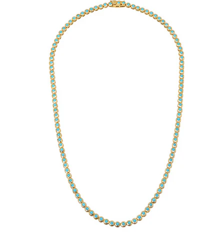 Turquoise Mini Bezel Tennis Necklace - Image 2