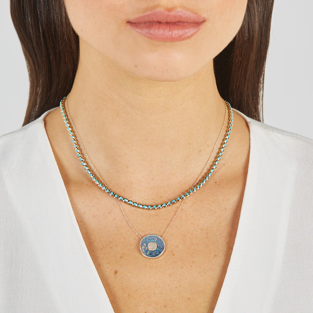Turquoise Mini Bezel Tennis Necklace - Image 7