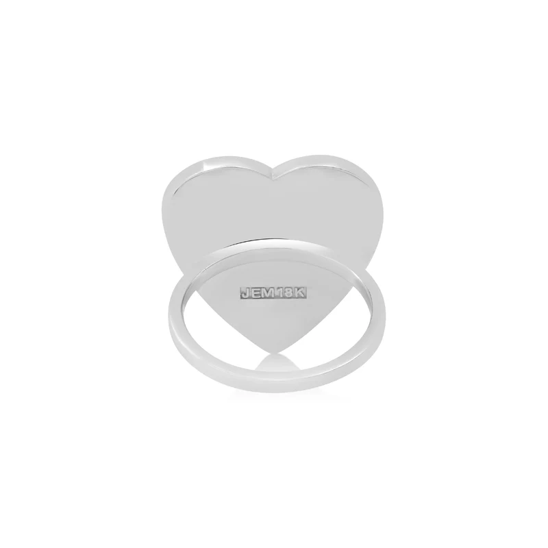 White Gold Onyx Inlay Heart Ring - Image 3