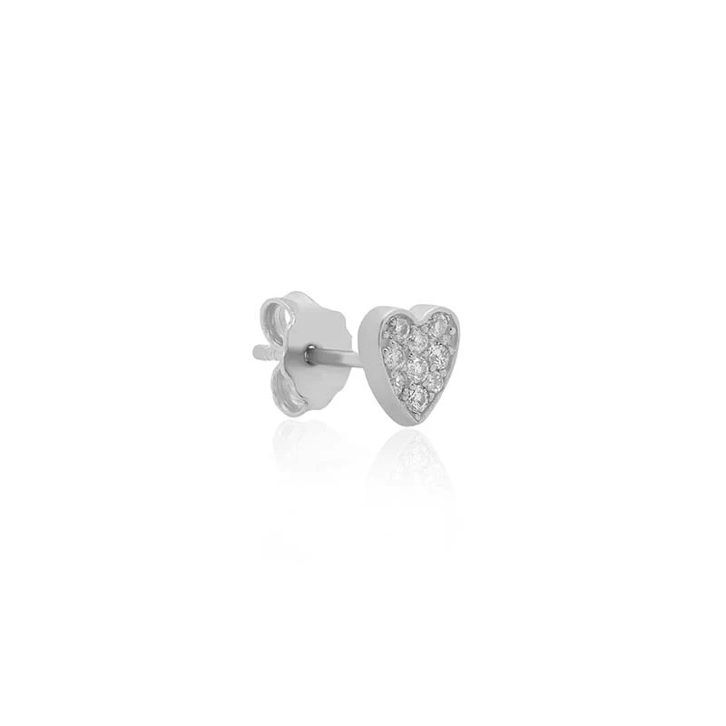 White Gold Diamond Heart Studs - Image 2