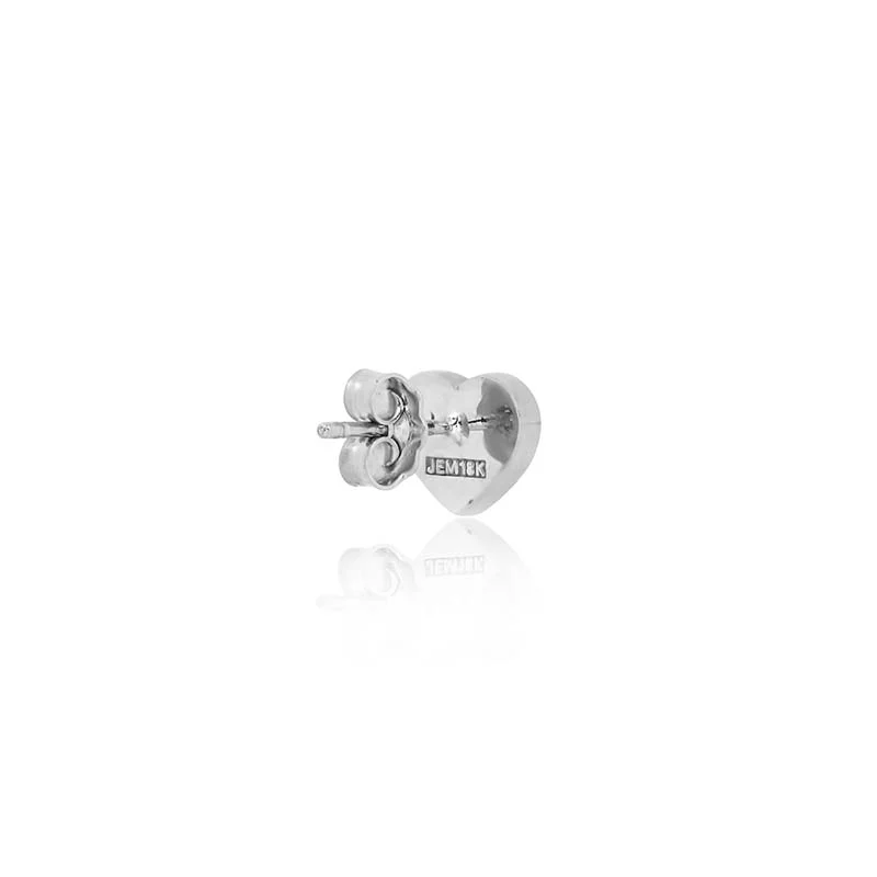 White Gold Onyx Inlay Heart Studs - Image 3