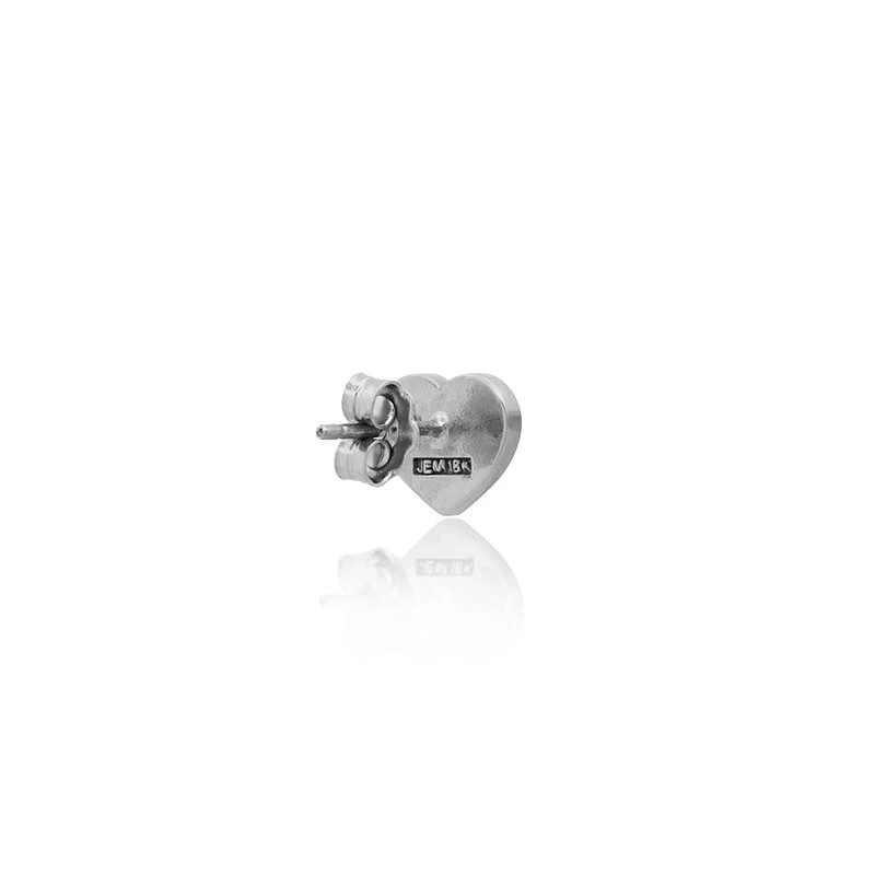 White Gold Onyx Inlay Heart Studs with Diamonds - Image 3