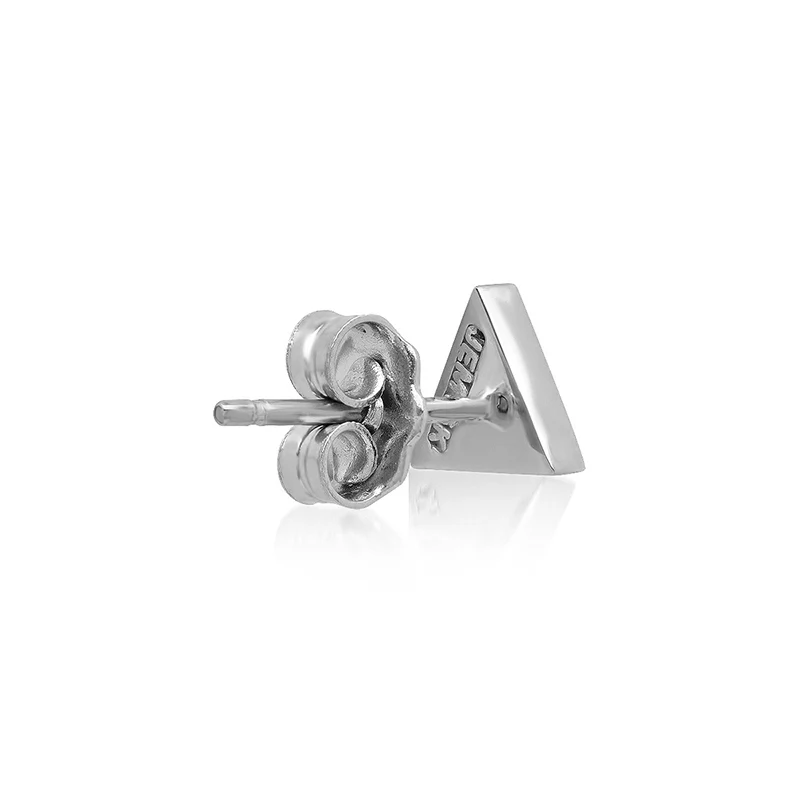 White Gold Onyx Inlay Triangle Studs - Image 3