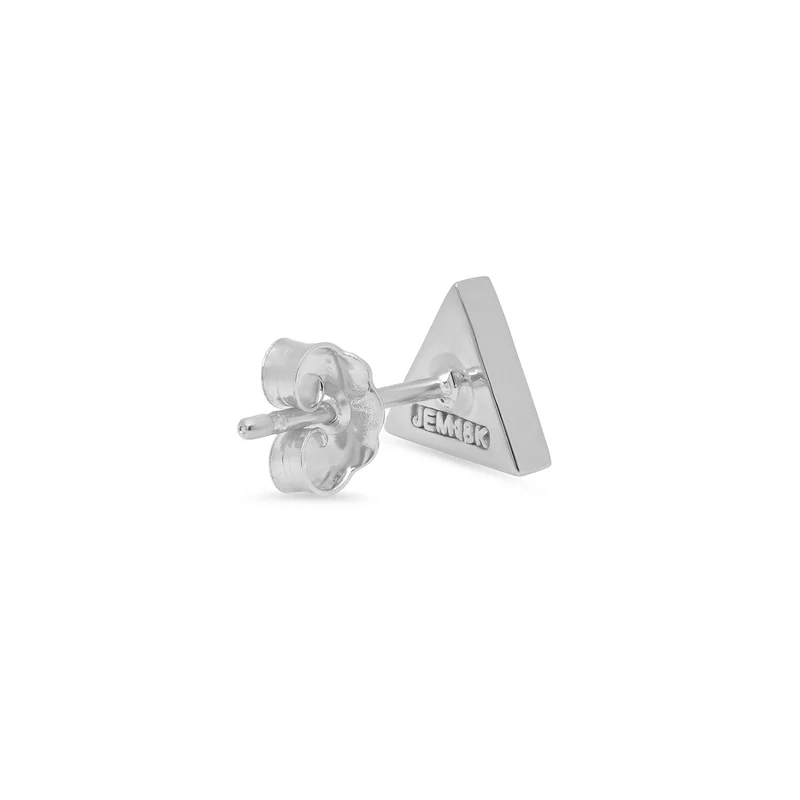 White Gold Onyx Inlay Triangle Studs with Diamonds - Image 3