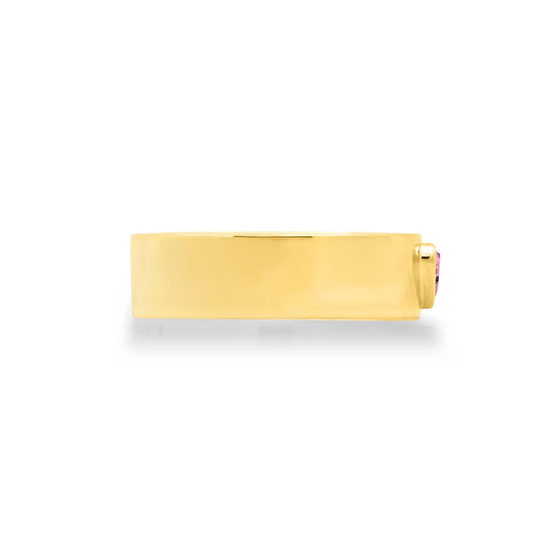 Wide Ellen Band with Heart-Cut Pink Sapphire Accent - Image 3