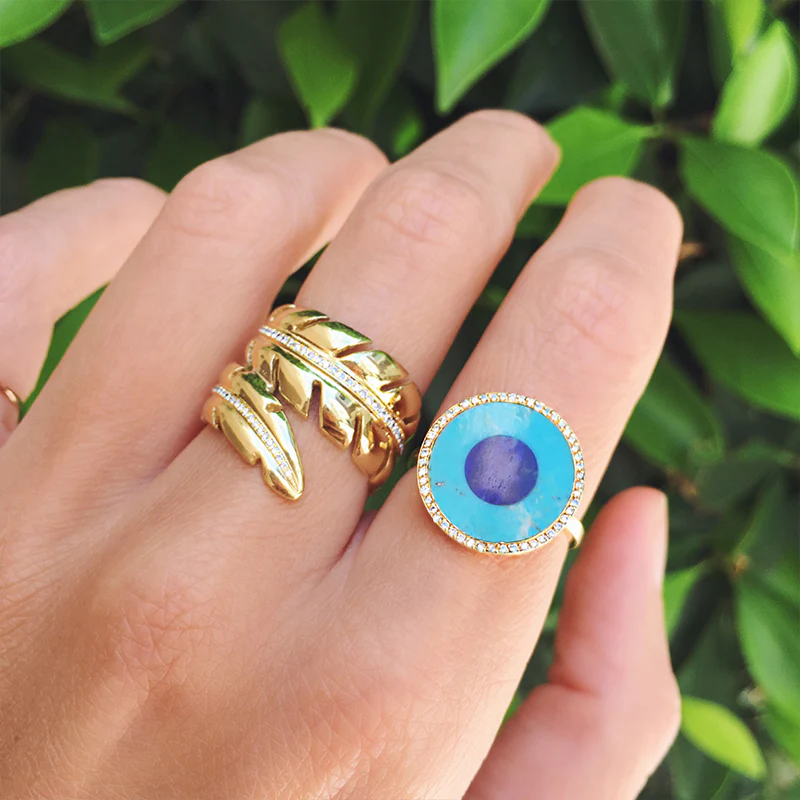 Wrap Leaf Ring with Diamonds - Image 4
