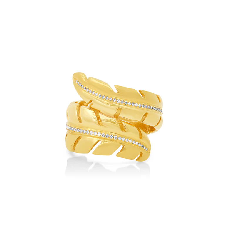 Wrap Leaf Ring with Diamonds - Size 6