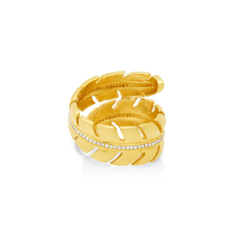 Wrap Leaf Ring with Diamonds - Size 6 - Image 2